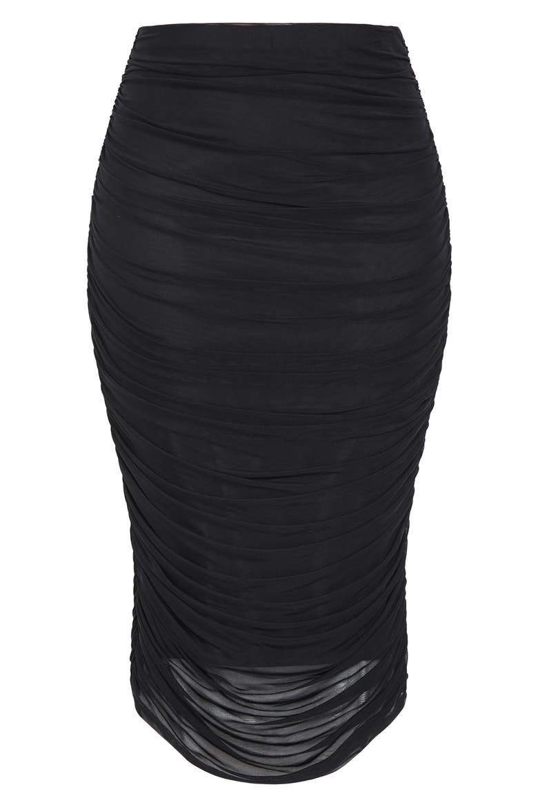 Anastasia Ruched Midi Skirt, Main, color, BLACK