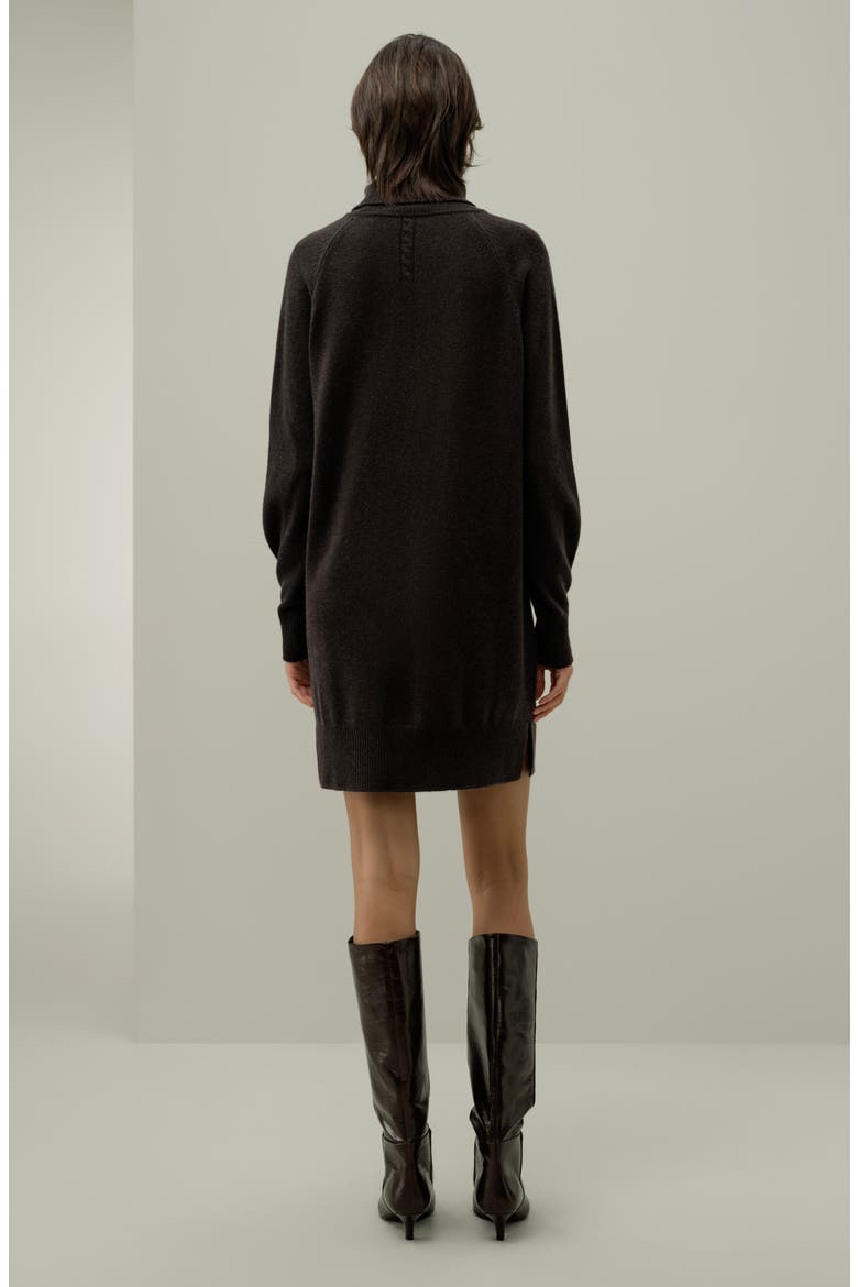Women's Wool-Cashmere Turtleneck Sweater Dress, Alternate, color, Espresso