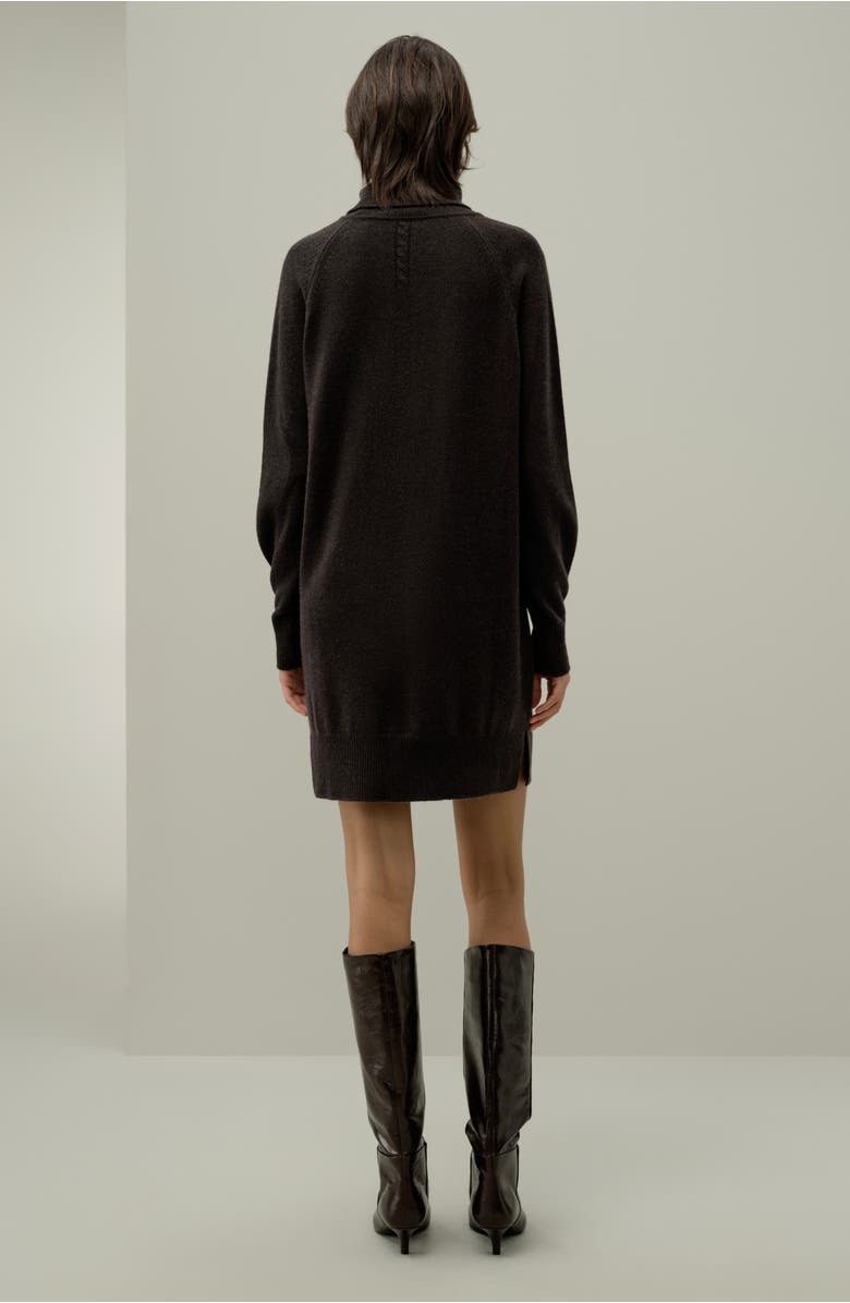 Lilysilk Women's Wool-Cashmere Turtleneck Sweater Dress, Alternate, color, Espresso