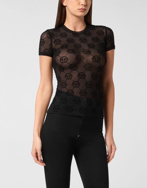 Tulle T-Shirt Sexy Pure Ss Monogram Women