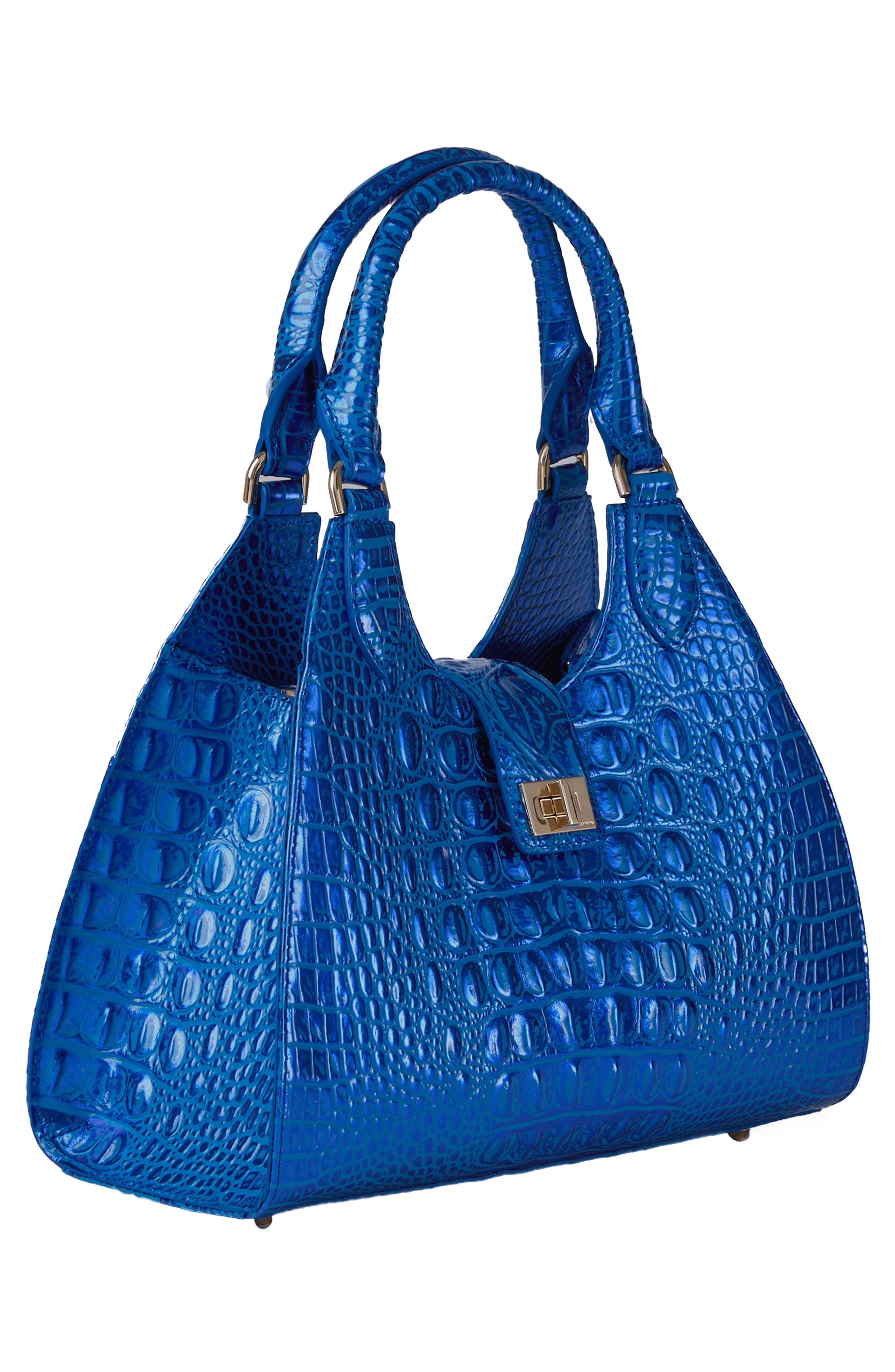 Brahmin Adrian Croc Embossed Leather Shoulder Bag, Alternate, color, 