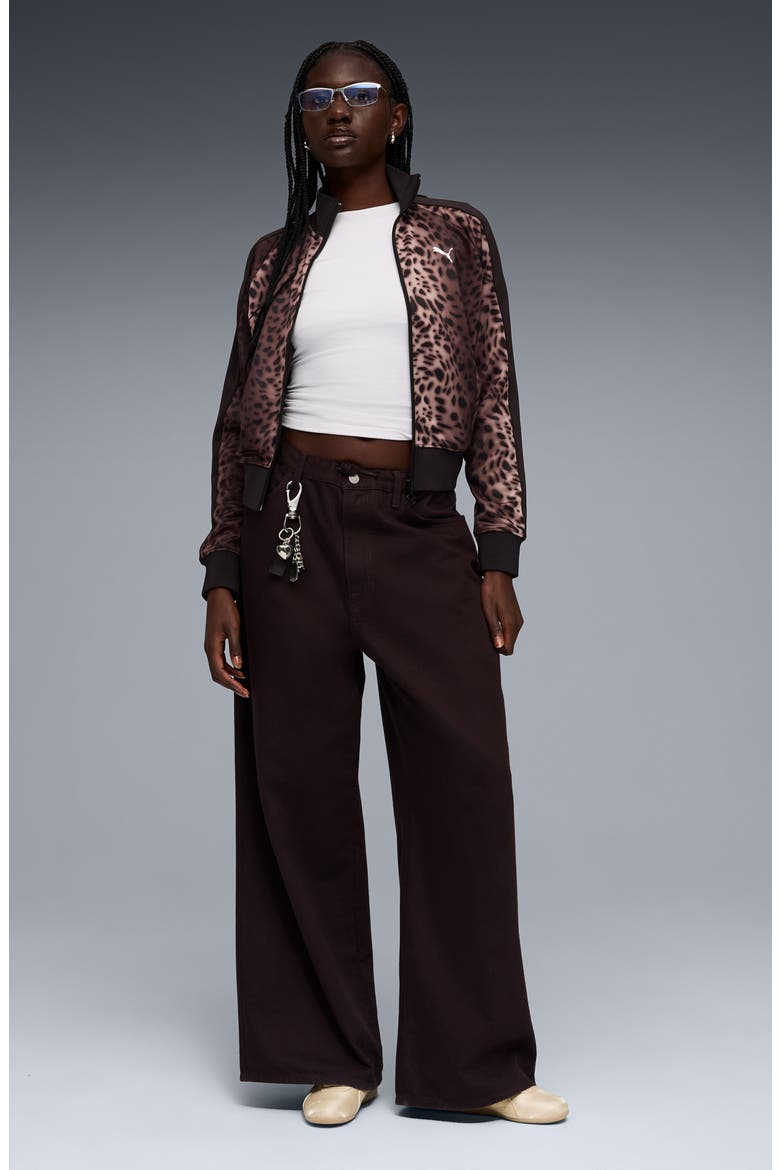 T7 Leo Luxe Leopard Zip Front Sweatshirt, Alternate, color, PUMA BLACK