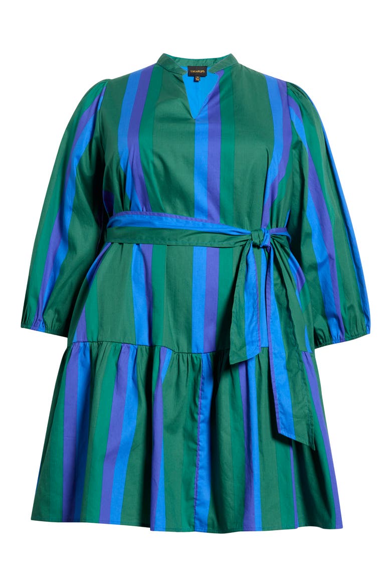 Dolary Stripe Tie Waist Dress, Alternate, color, EMERALD-BLUES