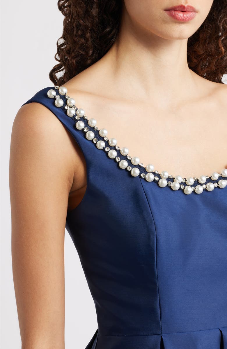 Eliza J Embellished Scoop Neck Ballgown, Alternate, color, Navy