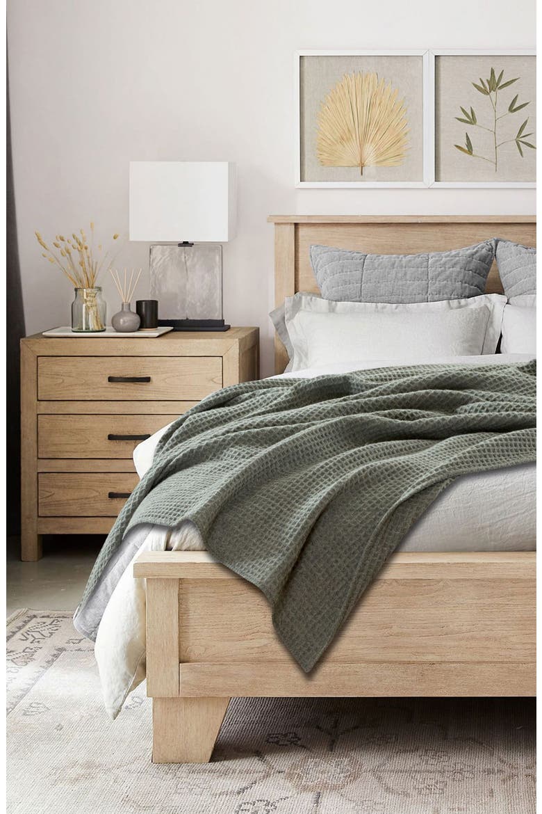 Merino Wool Waffle Knit Blanket, Alternate, color, LIGHT GREY