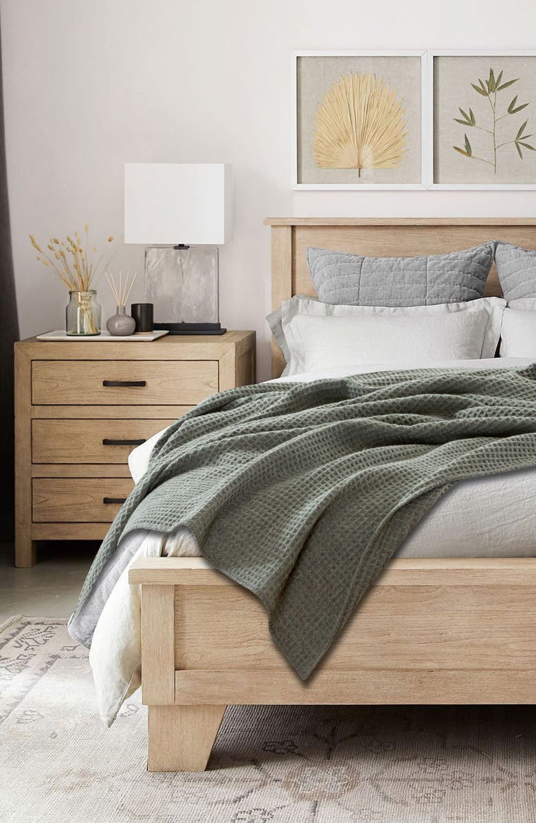 MELANGE HOME Merino Wool Waffle Knit Blanket, Alternate, color, Light Grey