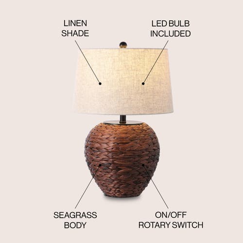 Jonathan Y Alaro 24.5" Banana Leaf Basket Led Table Lamp In Dark Brown