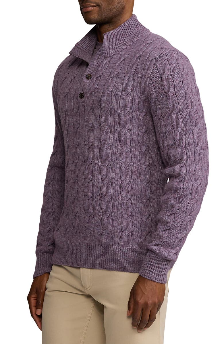 Ralph Lauren Purple Label Cashmere Cable Stitch Half Button Pullover, Alternate, color,