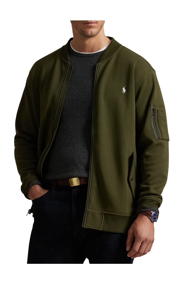 Polo Ralph Lauren Big & Tall Double-Knit Bomber Jacket, Main, color, Company Olive