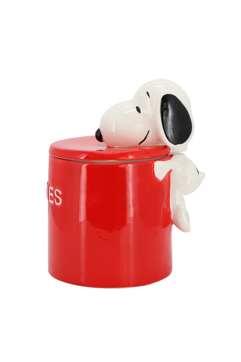 8.2in Ceramic Snoopy Cookie Jar with Lid, Alternate, color, Red