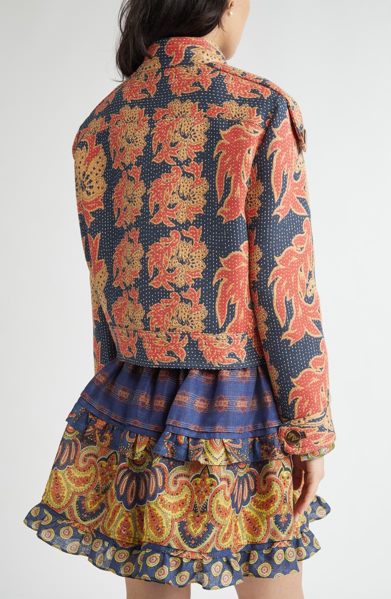 Valentino Garavani Crop Paisley Jacket, Alternate, color, Indigo