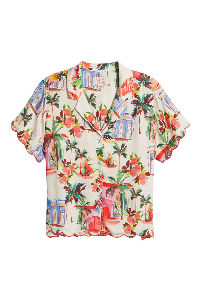 Paloma Short Sleeve Button-Up Shirt, Alternate, color, PALMAS PRINT