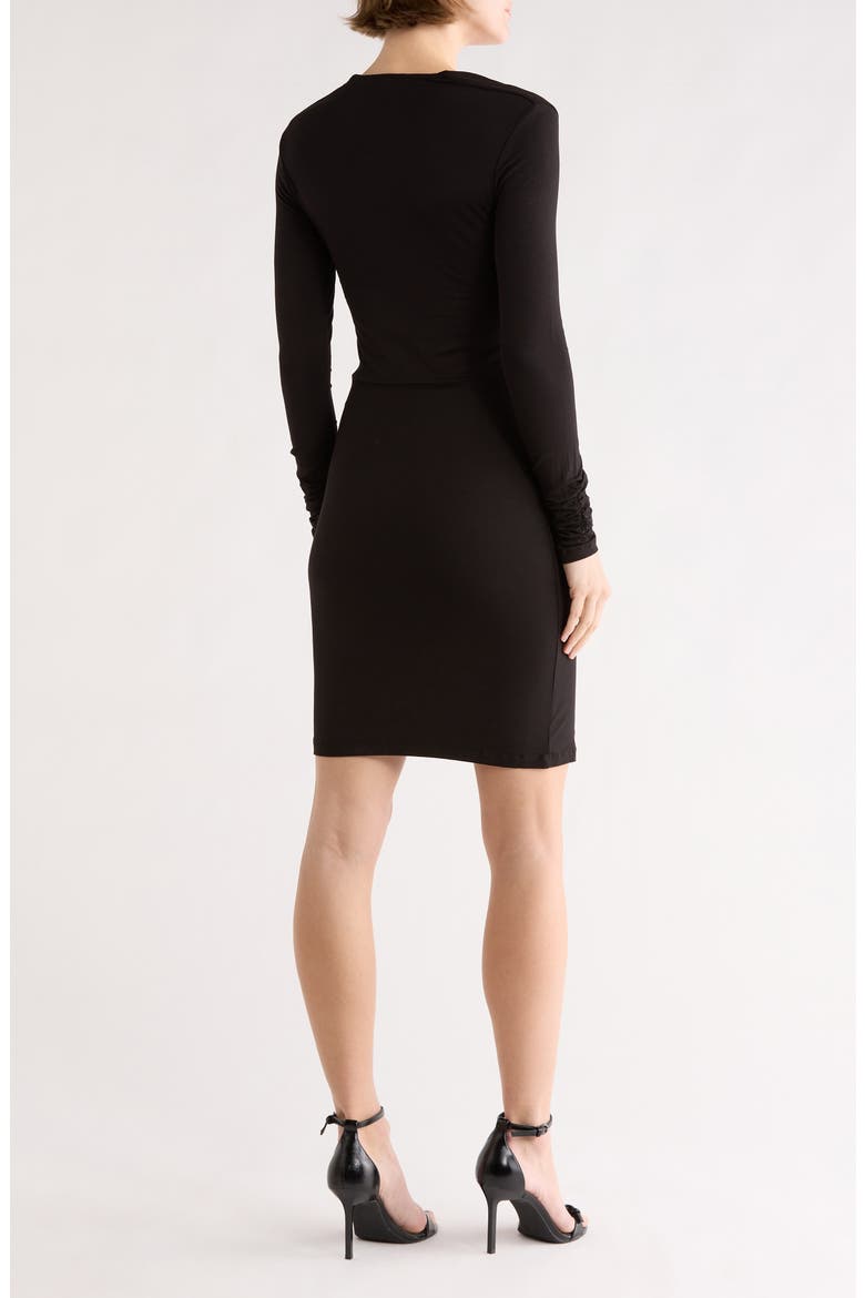 Ruth Asymmetric Neck Midi Dress, Alternate, color, BLACK