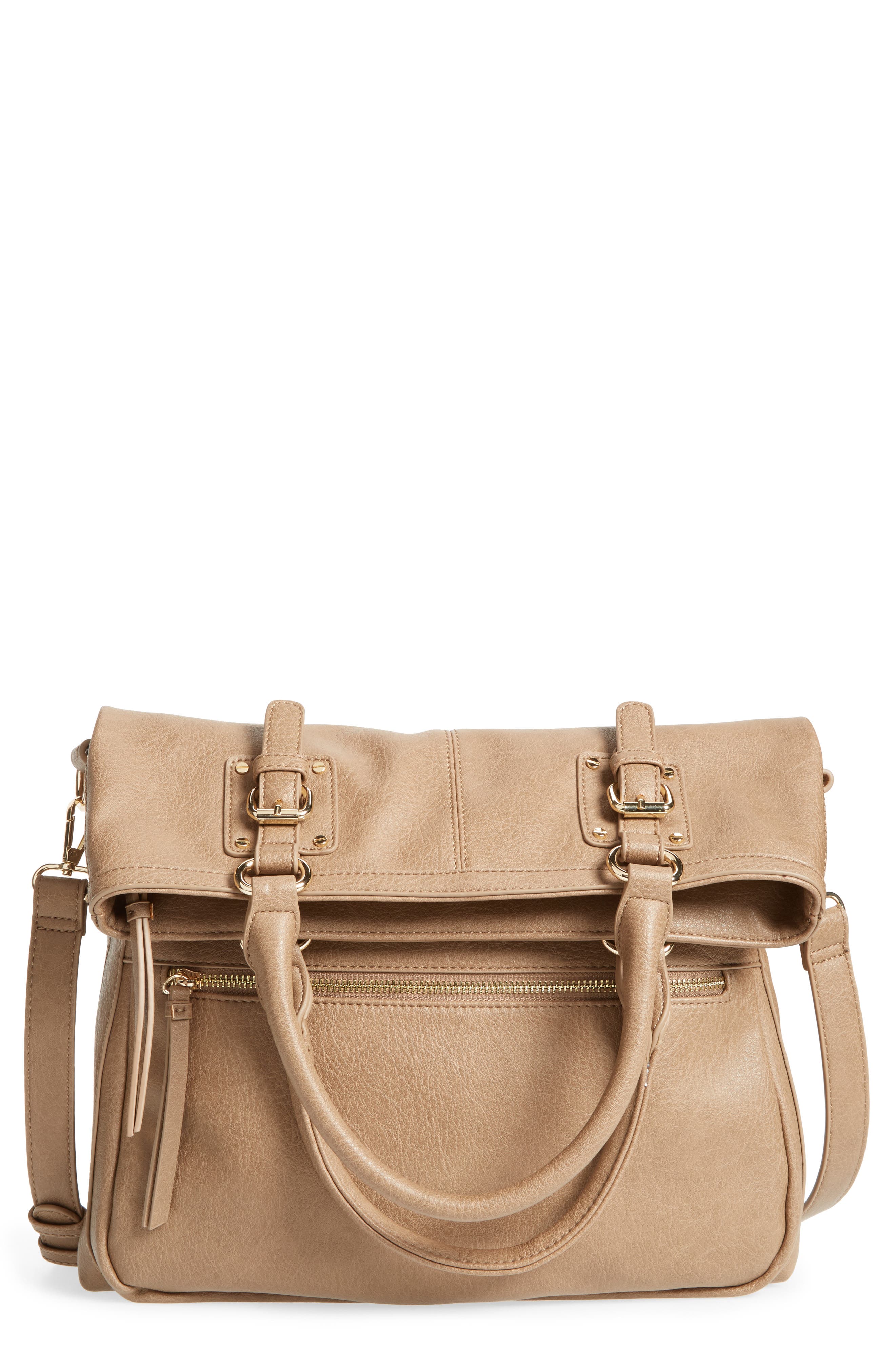 Charlie Foldover Tote, Main, color, TAUPE