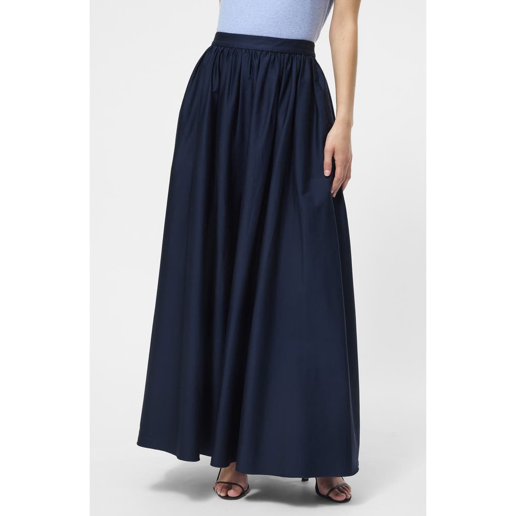 French Connection Sateen Maxi Skirt In Blue