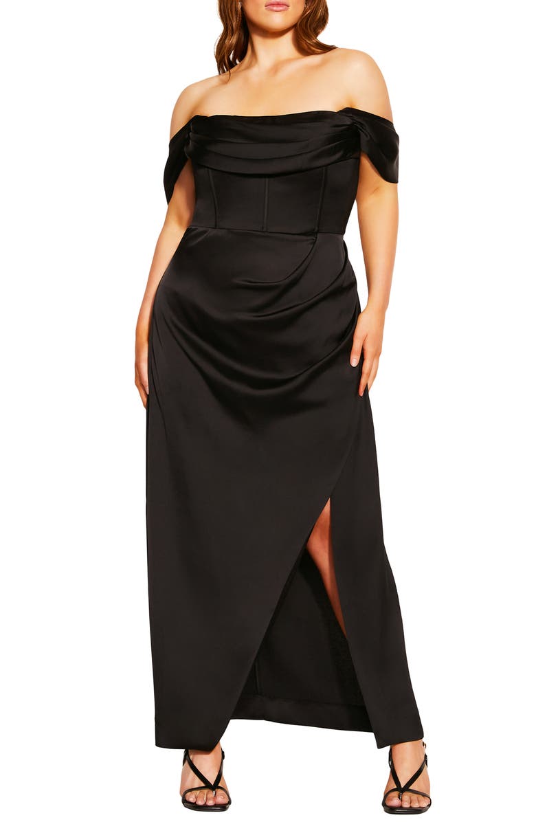 City Chic Forbidden Love Off the Shoulder Dress, Main, color,
