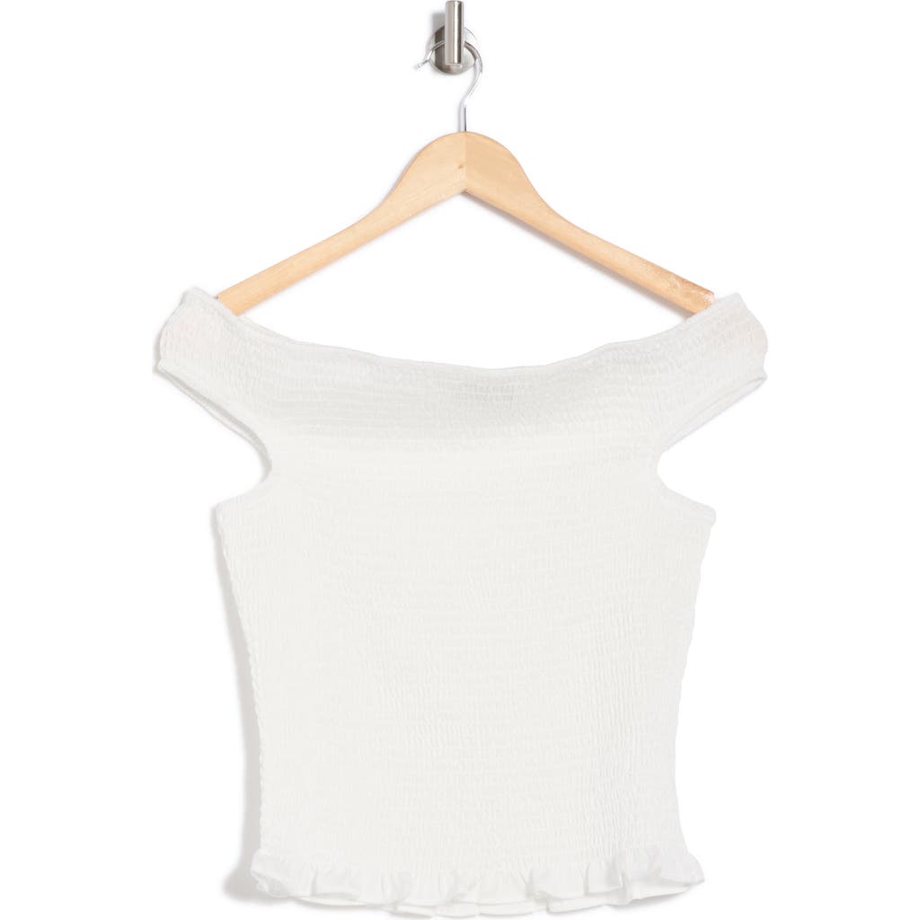 Wayf Off The Shoulder Smocked Top In Ivory