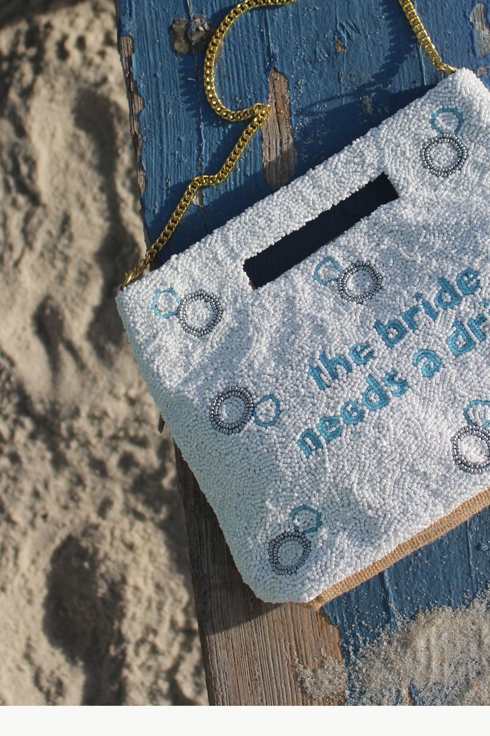 Island to East Side The Bride Needs a Drink Handle Pouch, Alternate, color, White