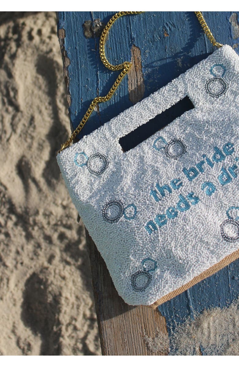 Island to East Side The Bride Needs a Drink Handle Pouch, Alternate, color, White