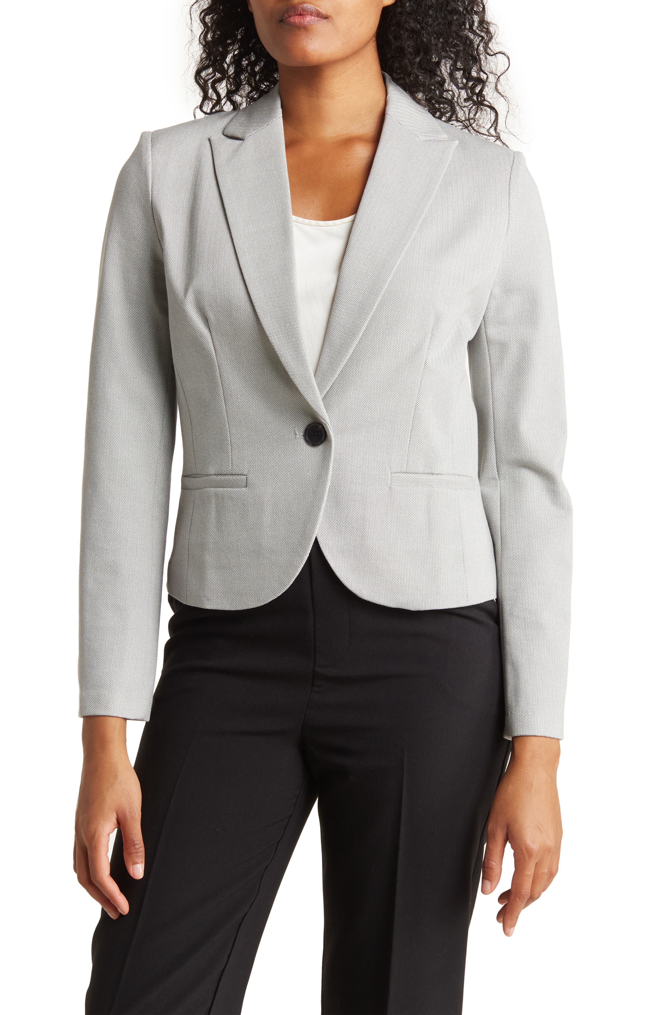 Amanda & Chelsea Ponte Knit Single Button Blazer