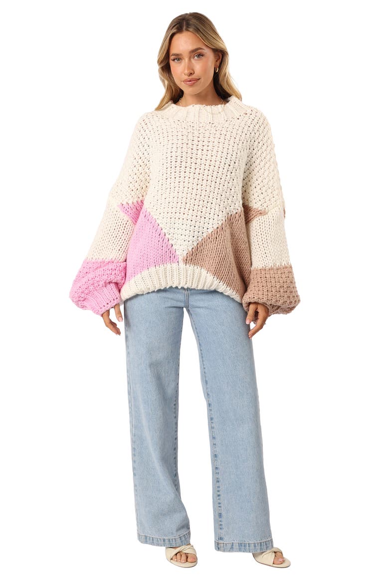 Koda Colorblock Oversize Sweater, Alternate, color, BEIGE MULTI