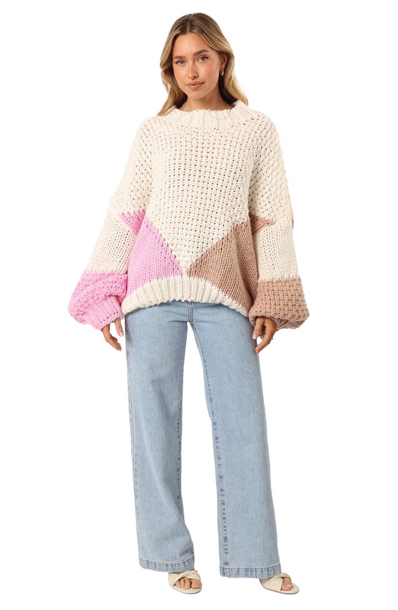 Petal & Pup Koda Colorblock Oversize Sweater, Alternate, color, Ivory Multi