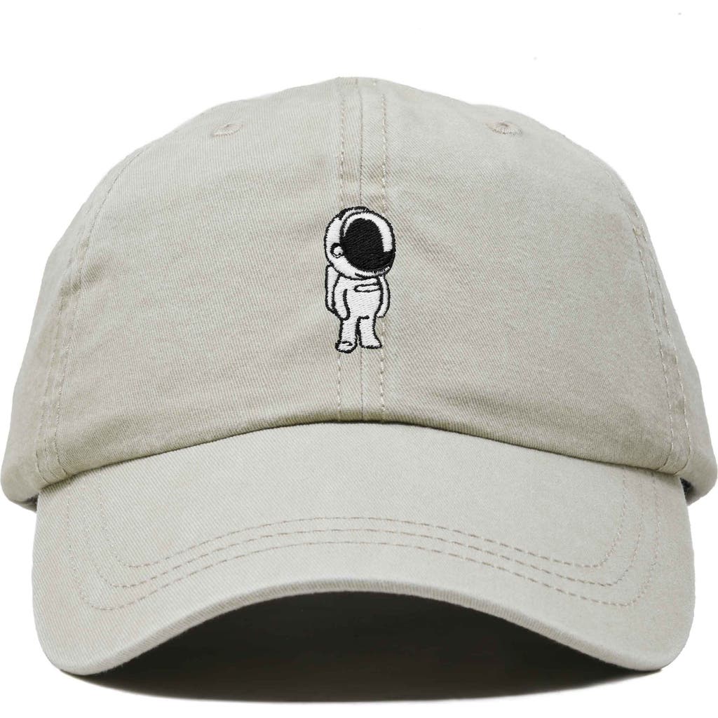 Dalix Astronaut Embroidered Space Hat In Washed Stone White