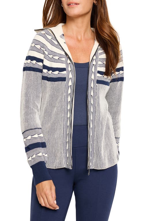 NZ ACTIVE by NIC+ZOE Fair Isle Cotton Zip-Up Cardigan in Indigo Multi 