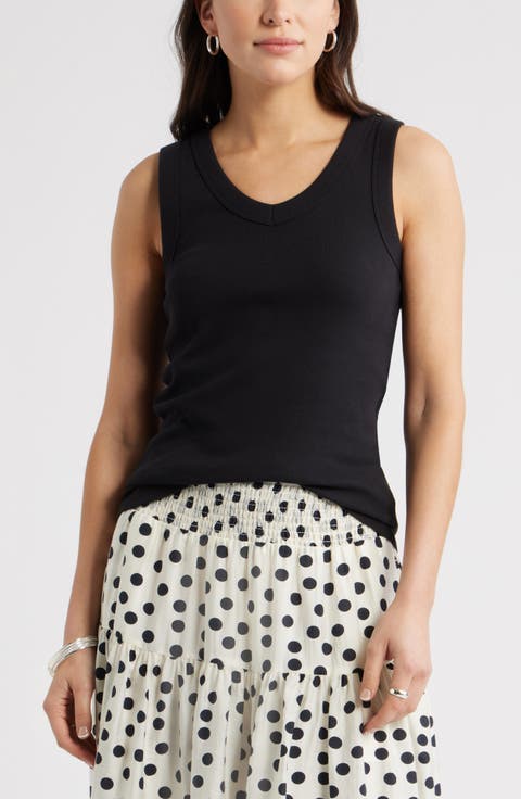 V-Neck Rib Cotton Tank