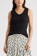 Caslon® V-Neck Rib Cotton Tank