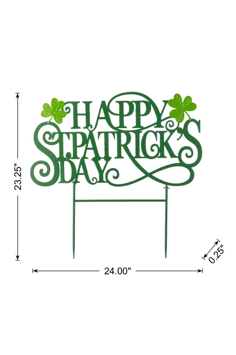 Metal Happy St. Patrick's Day Yard Stake, Alternate, color, Green