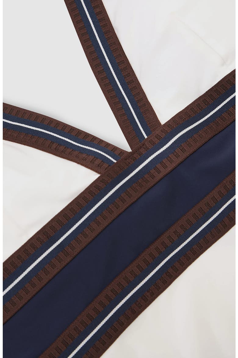 Giana Halter One-Piece Swimsuit, Alternate, color, IVORY/ NAVY