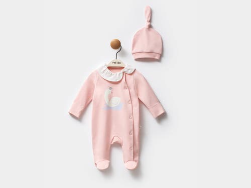 Moi Noi Swan One-piece Set In Pink
