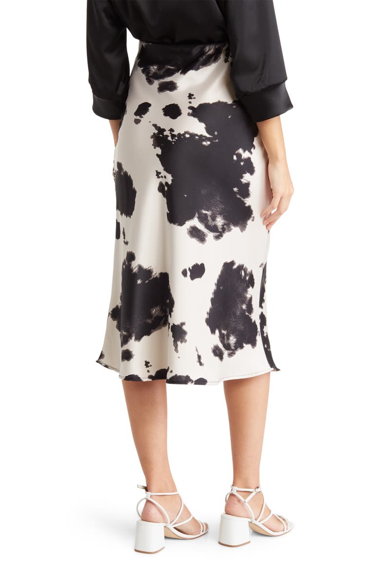 Cow Print Midi Skirt, Alternate, color, BLACK