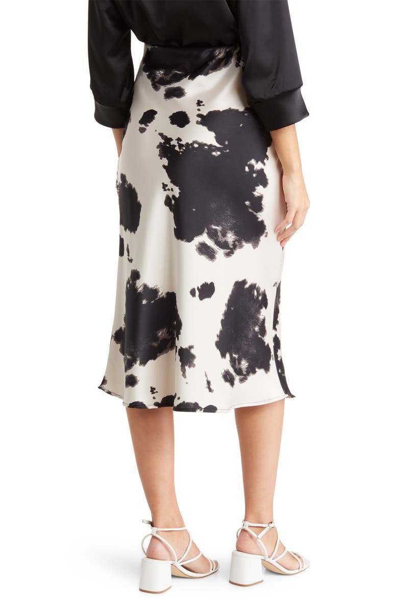 Renee C Cow Print Midi Skirt, Alternate, color, Black