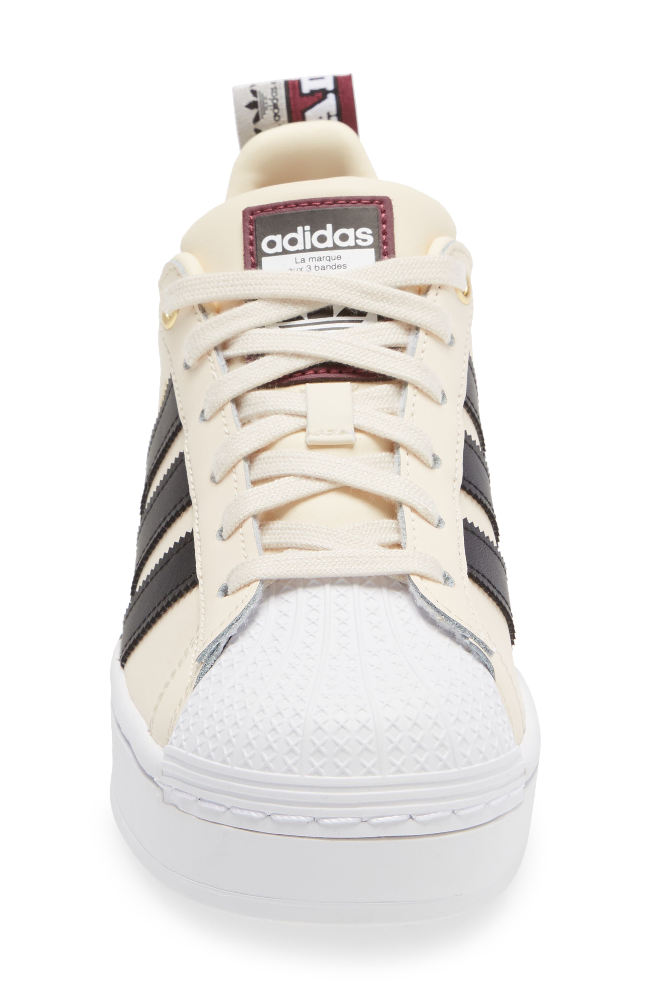 Superstar Bold Sneaker, Alternate, color, WONDER WHITE/ BLACK/ CRIMSON