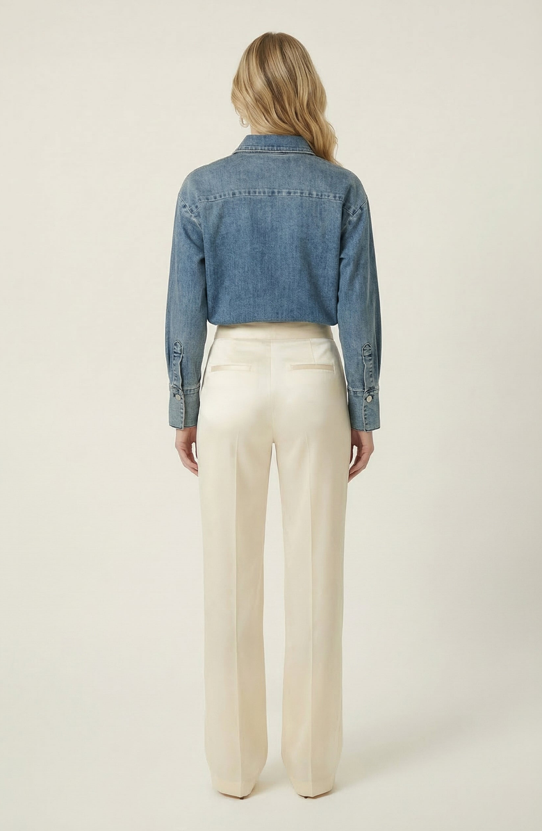 Modenaire Denim Popover Top, Alternate, color, Medium Wash Blue