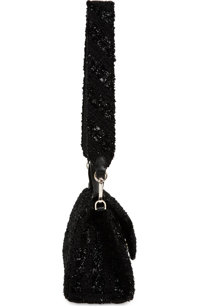 Simone Rocha Pochette Valentine Tweed Shoulder Bag, Alternate, color, Black