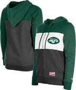 New Era Women's New Era Green New York Jets Color-Block Full-Zip Hoodie
