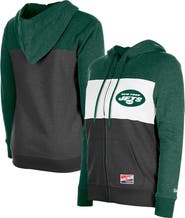 New Era Women's New Era Green New York Jets Color-Block Full-Zip Hoodie