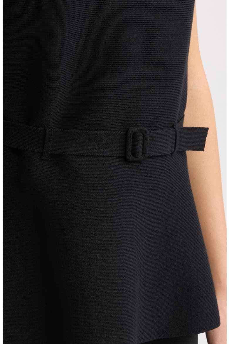 Sleeveless Belted Peplum Sweater, Alternate, color, ANNE BLACK