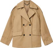 AllSaints Connie Back Ruffle Short Cotton Trench Coat