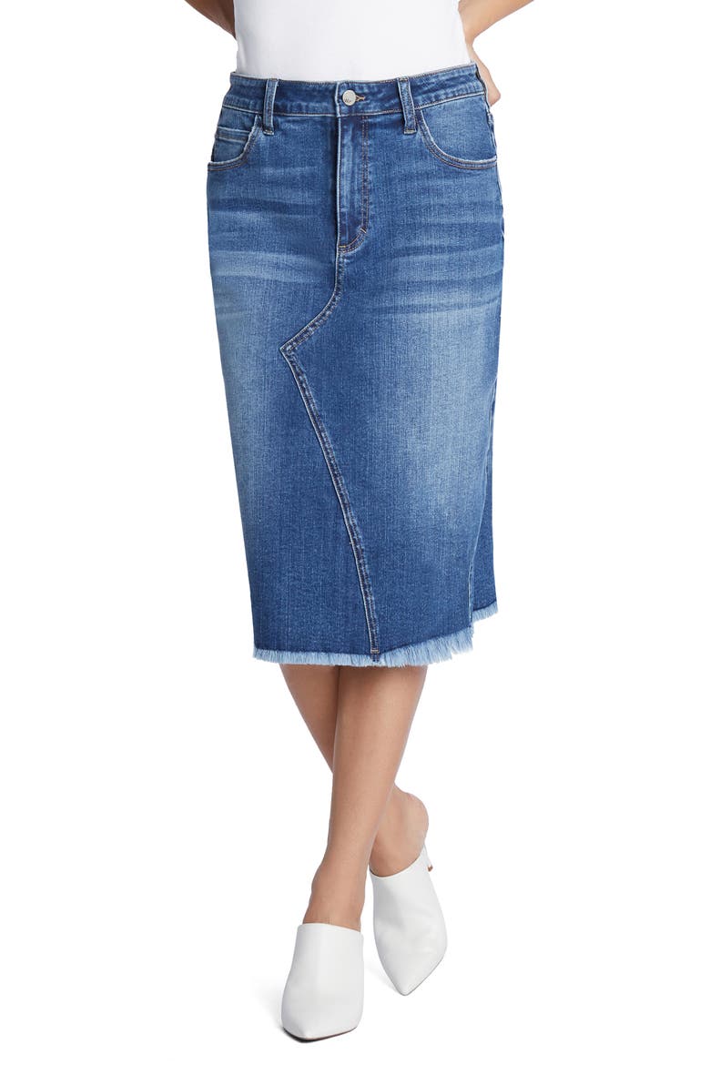 Reveal Denim Midi Skirt, Main, color, BEACH BLUE