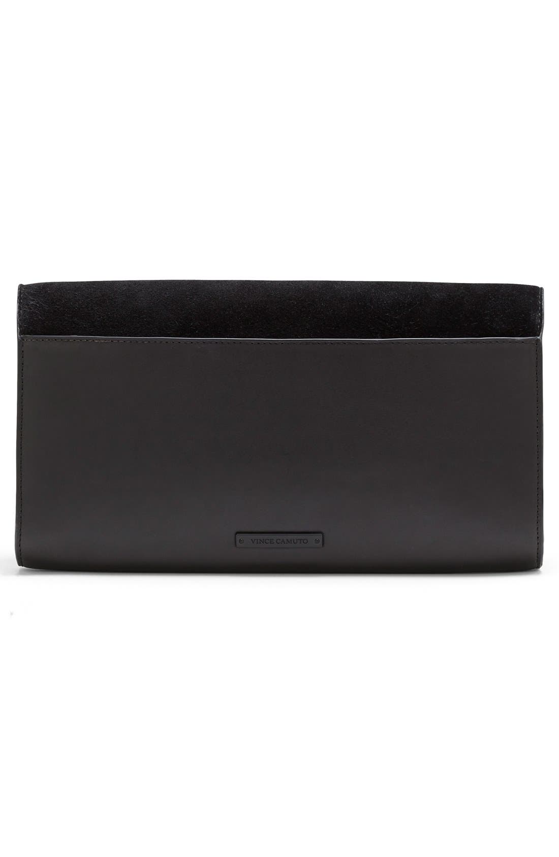 'Dawn' Leather Clutch, Alternate, color, BLACK