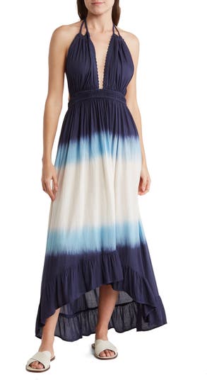 BOHO ME Halter Neck Keyhole Cover-Up High/Low Maxi Dress | Nordstromrack