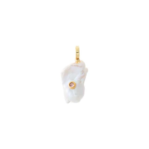 Colored Center Stone Baroque Pearl Charm