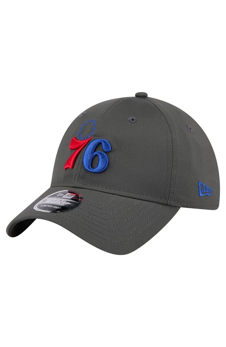 New Era Men's New Era Charcoal Philadelphia 76ers Active Ripstop 9TWENTY Adjustable Hat, Main, color, Charcoal