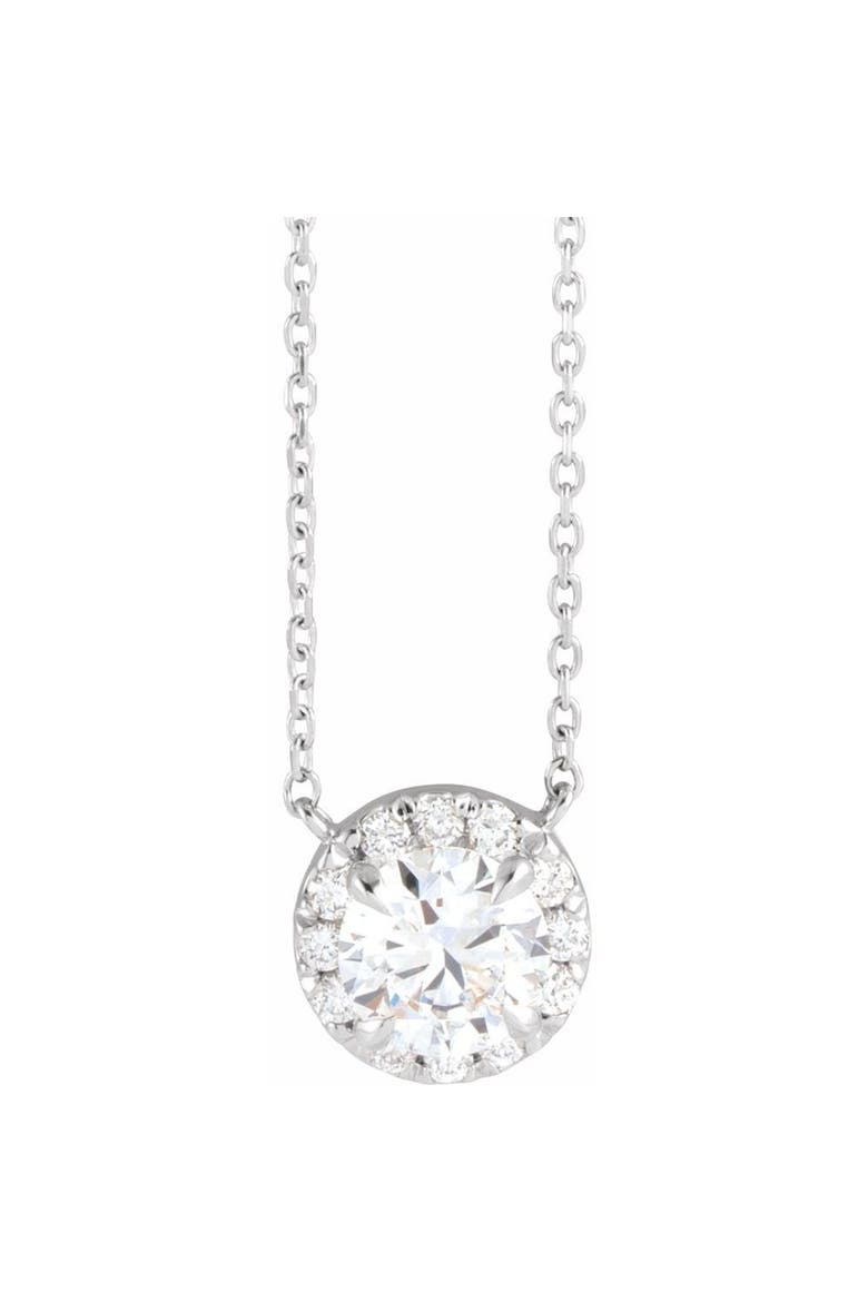 1 CT Lab-Grown Diamond French-Set 16-18" Necklace in 14K Gold, Main, color, White
