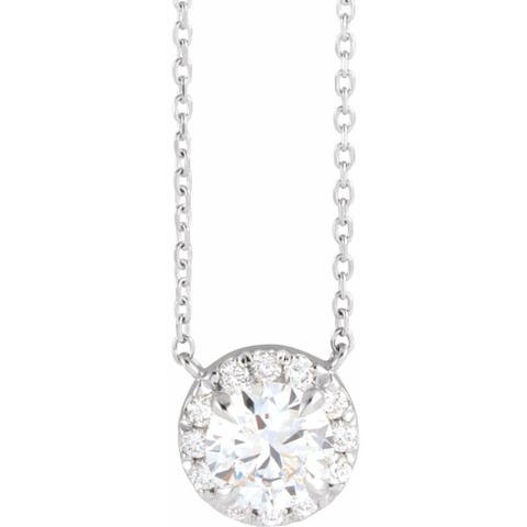 1 CT Lab-Grown Diamond French-Set 16-18" Necklace in 14K Gold