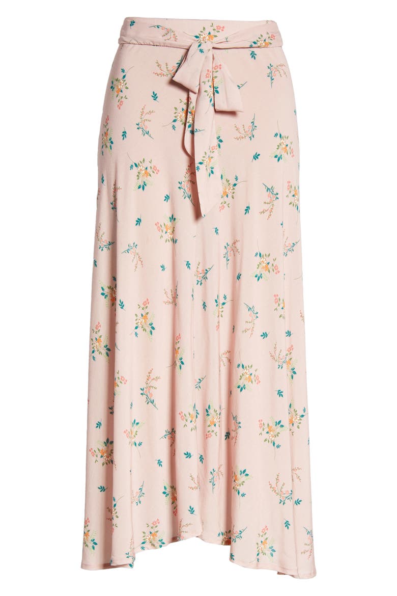 Floral Print Midi Skirt, Alternate, color, SWEET PEA